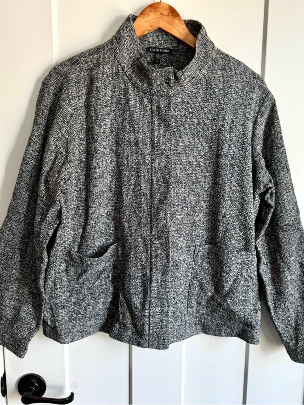 Eileen Fisher Stand Collar Organic Cotton Blazer L - Picture 12 of 12